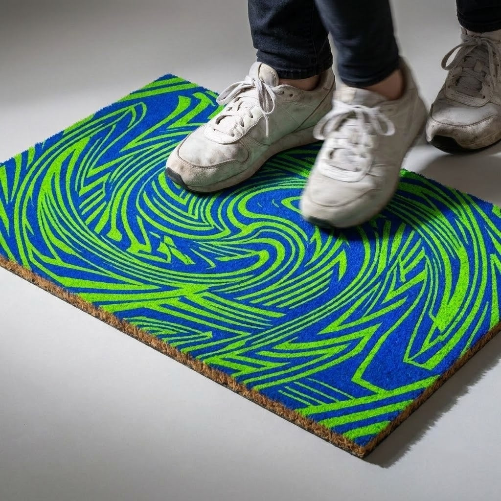 Energetic Motion Pulse Doormat with Vibrant Abstract Design